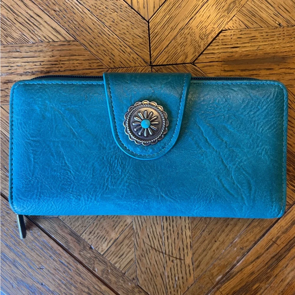 Montana West Large Turquoise Wallet - Picture 1 of 6